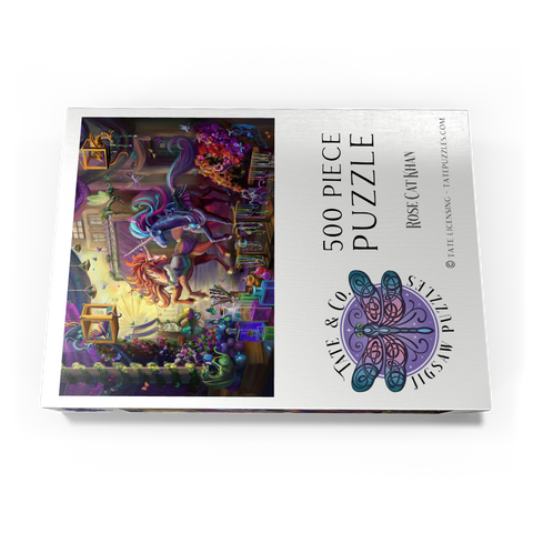 Darstellung des Puzzle Motivs Zwielicht-Einhorn-Marktplatz – Rose Cat Khan Twilight Unicorn Marketplace - Rose Cat Khan 500 Puzzle Schachtel Ansicht3