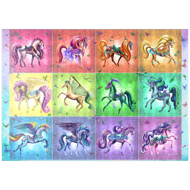 Darstellung des Puzzle Motivs puzzleplate A Dozen Rainbow Unicorns - Rose Cat Khan 1000 Puzzle