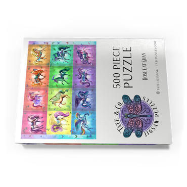 Darstellung des Puzzle Motivs A Dozen Rainbow Unicorns - Rose Cat Khan 500 Puzzle Schachtel Ansicht3