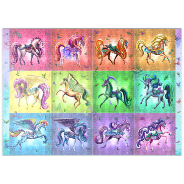 Darstellung des Puzzle Motivs puzzleplate A Dozen Rainbow Unicorns - Rose Cat Khan 500 Puzzle