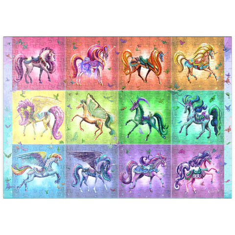 Darstellung des Puzzle Motivs Ein Dutzend Regenbogen-Einhörner – Rose Cat Khan puzzleplate A Dozen Rainbow Unicorns - Rose Cat Khan 500 Puzzle