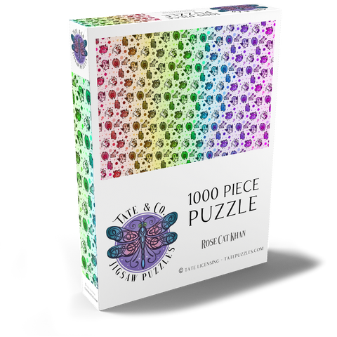 Darstellung des Puzzle Motivs Würfel-Kreaturen-Herausforderung – Rose Cat Khan Dice Critters Challenge - Rose Cat Khan 1000 Puzzle Schachtel Ansicht2