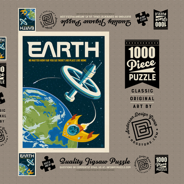 Darstellung des Puzzle Motivs Earth: No Place Like Home, Vintage Poster 1000 Puzzle Schachtel 3D Modell