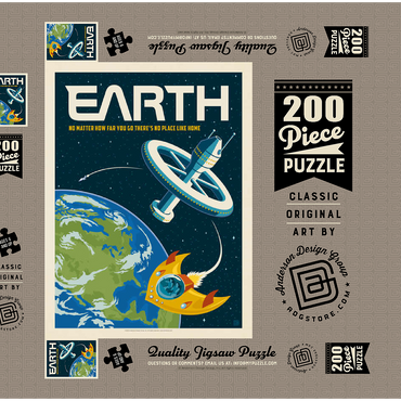 Darstellung des Puzzle Motivs Earth: No Place Like Home, Vintage Poster 200 Puzzle Schachtel 3D Modell