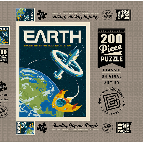 Darstellung des Puzzle Motivs Earth: No Place Like Home, Vintage Poster Earth: No Place Like Home, Vintage Poster 200 Puzzle Schachtel 3D Modell