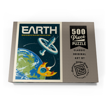 Darstellung des Puzzle Motivs Earth: No Place Like Home, Vintage Poster 500 Puzzle Schachtel Ansicht3