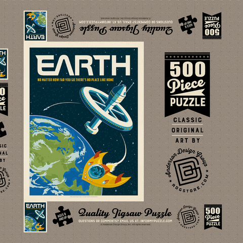 Darstellung des Puzzle Motivs Earth: No Place Like Home, Vintage Poster Earth: No Place Like Home, Vintage Poster 500 Puzzle Schachtel 3D Modell