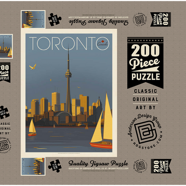 Darstellung des Puzzle Motivs Canada: Toronto Sailboats, Vintage Poster 200 Puzzle Schachtel 3D Modell