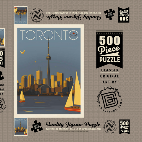 Darstellung des Puzzle Motivs Kanada: Segelboote in Toronto, Vintage Poster Canada: Toronto Sailboats, Vintage Poster 500 Puzzle Schachtel 3D Modell