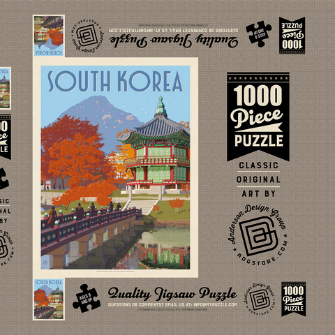 Darstellung des Puzzle Motivs Südkorea, Seoul: Gyeongbokgung-Palast, Vintage Poster South Korea, Seoul: Gyeongbokgung Palace, Vintage Poster 1000 Puzzle Schachtel 3D Modell
