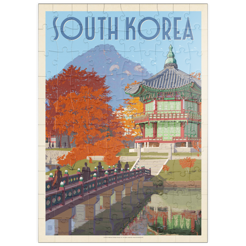 Darstellung des Puzzle Motivs Südkorea, Seoul: Gyeongbokgung-Palast, Vintage Poster puzzleplate South Korea, Seoul: Gyeongbokgung Palace, Vintage Poster 100 Puzzle