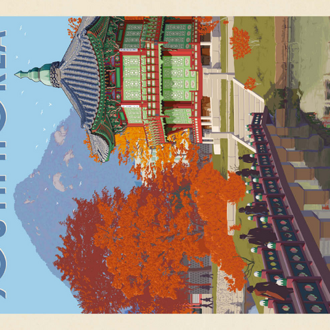 Darstellung des Puzzle Motivs Südkorea, Seoul: Gyeongbokgung-Palast, Vintage Poster South Korea, Seoul: Gyeongbokgung Palace, Vintage Poster 100 Puzzle 3D Modell