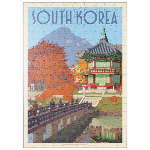 Darstellung des Puzzle Motivs Südkorea, Seoul: Gyeongbokgung-Palast, Vintage Poster puzzleplate South Korea, Seoul: Gyeongbokgung Palace, Vintage Poster 200 Puzzle