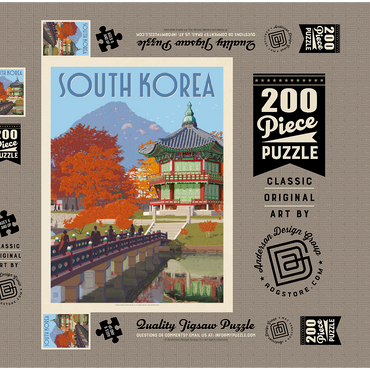 Darstellung des Puzzle Motivs South Korea, Seoul: Gyeongbokgung Palace, Vintage Poster 200 Puzzle Schachtel 3D Modell