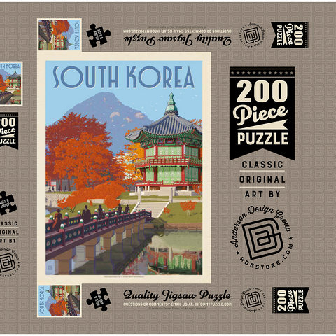 Darstellung des Puzzle Motivs Südkorea, Seoul: Gyeongbokgung-Palast, Vintage Poster South Korea, Seoul: Gyeongbokgung Palace, Vintage Poster 200 Puzzle Schachtel 3D Modell