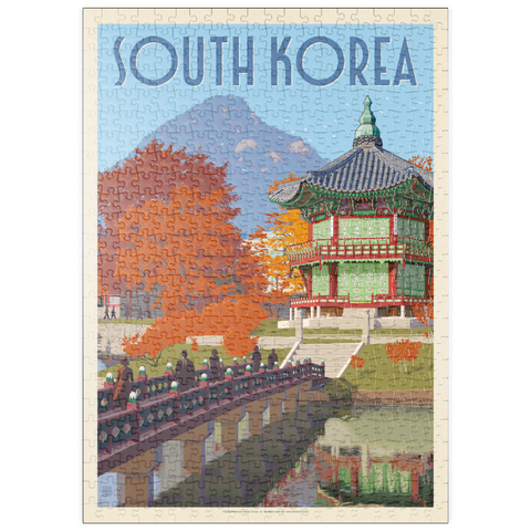 Darstellung des Puzzle Motivs Südkorea, Seoul: Gyeongbokgung-Palast, Vintage Poster puzzleplate South Korea, Seoul: Gyeongbokgung Palace, Vintage Poster 500 Puzzle