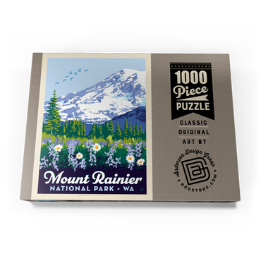 Darstellung des Puzzle Motivs Mount Rainier National Park: Wildflowers, Vintage Poster 1000 Puzzle Schachtel Ansicht3