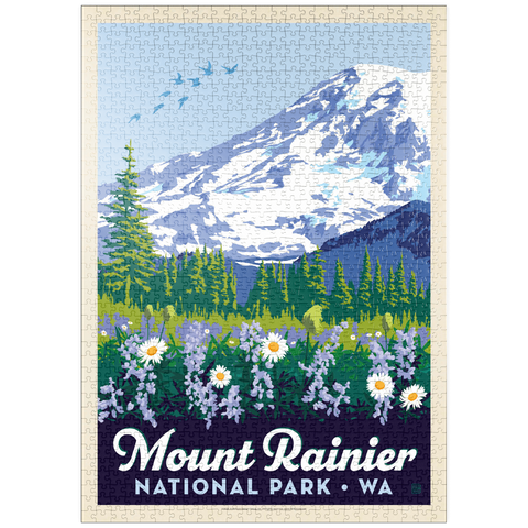 Darstellung des Puzzle Motivs Mount Rainier Nationalpark: Wildblumen, Vintage Poster puzzleplate Mount Rainier National Park: Wildflowers, Vintage Poster 1000 Puzzle