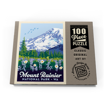 Darstellung des Puzzle Motivs Mount Rainier National Park: Wildflowers, Vintage Poster 100 Puzzle Schachtel Ansicht3