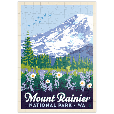 Darstellung des Puzzle Motivs puzzleplate Mount Rainier National Park: Wildflowers, Vintage Poster 100 Puzzle