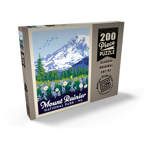 Darstellung des Puzzle Motivs Mount Rainier Nationalpark: Wildblumen, Vintage Poster Mount Rainier National Park: Wildflowers, Vintage Poster 200 Puzzle Schachtel Ansicht2