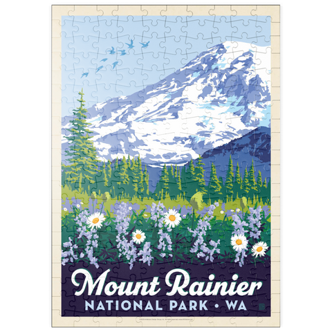 Darstellung des Puzzle Motivs Mount Rainier Nationalpark: Wildblumen, Vintage Poster puzzleplate Mount Rainier National Park: Wildflowers, Vintage Poster 200 Puzzle