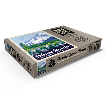 Darstellung des Puzzle Motivs Mount Rainier National Park: Wildflowers, Vintage Poster 500 Puzzle Schachtel Ansicht1