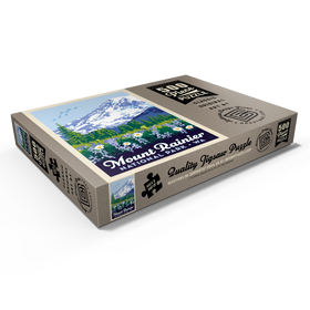 Darstellung des Puzzle Motivs Mount Rainier Nationalpark: Wildblumen, Vintage Poster - Puzzleteile: 500