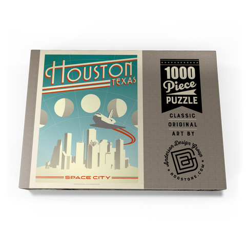 Darstellung des Puzzle Motivs Houston: Weltraumstadt, Vintage Poster Houston: Space City, Vintage Poster 1000 Puzzle Schachtel Ansicht3