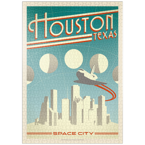 Darstellung des Puzzle Motivs Houston: Weltraumstadt, Vintage Poster puzzleplate Houston: Space City, Vintage Poster 1000 Puzzle
