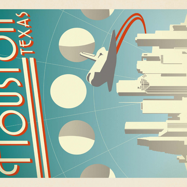 Darstellung des Puzzle Motivs Houston: Space City, Vintage Poster 1000 Puzzle 3D Modell