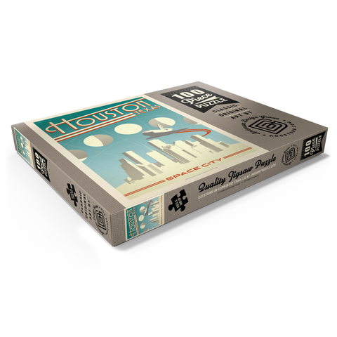 Darstellung des Puzzle Motivs Houston: Weltraumstadt, Vintage Poster Houston: Space City, Vintage Poster 100 Puzzle Schachtel Ansicht1