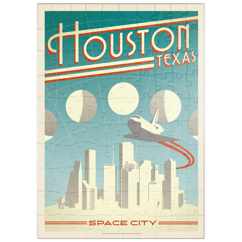 Darstellung des Puzzle Motivs Houston: Weltraumstadt, Vintage Poster puzzleplate Houston: Space City, Vintage Poster 100 Puzzle