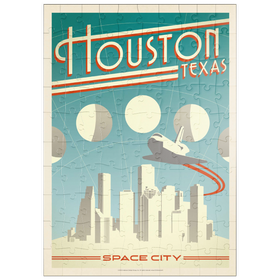 Darstellung des Puzzle Motivs Houston: Weltraumstadt, Vintage Poster - Puzzleteile: 100