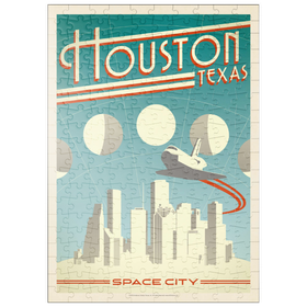 Darstellung des Puzzle Motivs Houston: Weltraumstadt, Vintage Poster - Puzzleteile: 200