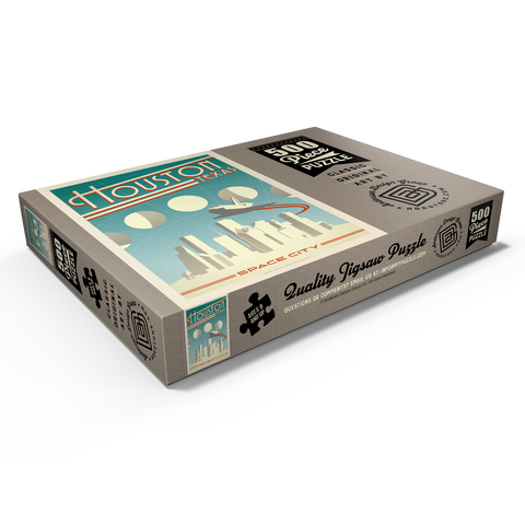Darstellung des Puzzle Motivs Houston: Weltraumstadt, Vintage Poster Houston: Space City, Vintage Poster 500 Puzzle Schachtel Ansicht1