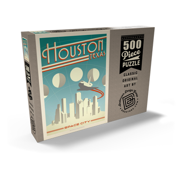 Darstellung des Puzzle Motivs Houston: Space City, Vintage Poster 500 Puzzle Schachtel Ansicht2