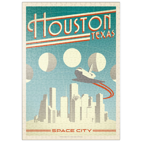 Darstellung des Puzzle Motivs Houston: Weltraumstadt, Vintage Poster puzzleplate Houston: Space City, Vintage Poster 500 Puzzle