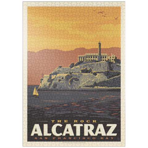 Darstellung des Puzzle Motivs Alcatraz Island, CA, Vintage Poster puzzleplate Alcatraz Island, CA, Vintage Poster 1000 Puzzle