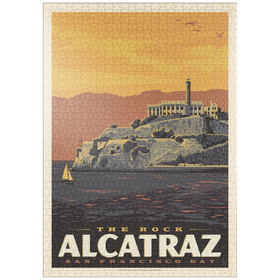 Darstellung des Puzzle Motivs Alcatraz Island, CA, Vintage Poster - Puzzleteile: 1000