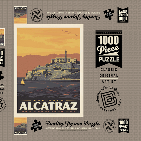Darstellung des Puzzle Motivs Alcatraz Island, CA, Vintage Poster Alcatraz Island, CA, Vintage Poster 1000 Puzzle Schachtel 3D Modell