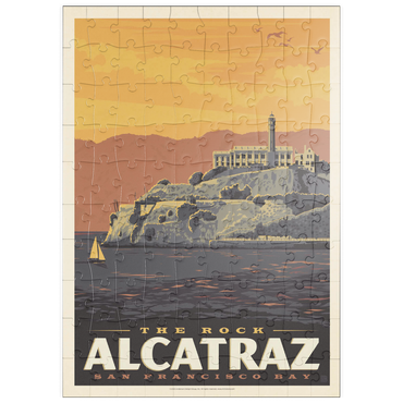 Darstellung des Puzzle Motivs puzzleplate Alcatraz Island, CA, Vintage Poster 100 Puzzle