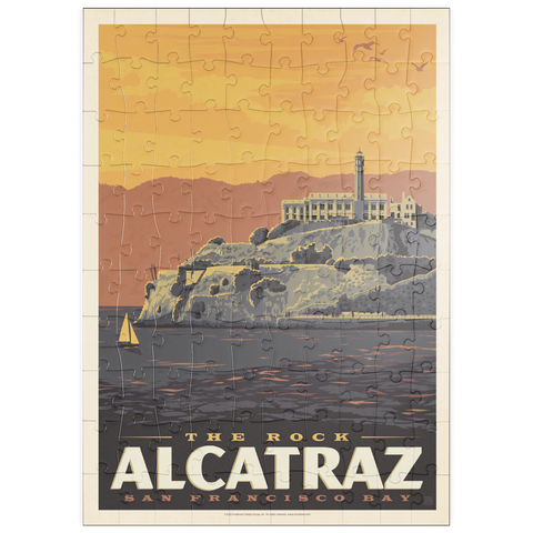 Darstellung des Puzzle Motivs Alcatraz Island, CA, Vintage Poster puzzleplate Alcatraz Island, CA, Vintage Poster 100 Puzzle