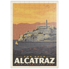 Darstellung des Puzzle Motivs Alcatraz Island, CA, Vintage Poster - Puzzleteile: 100