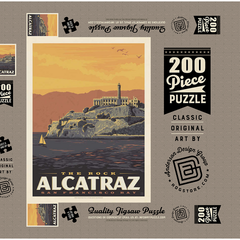 Darstellung des Puzzle Motivs Alcatraz Island, CA, Vintage Poster Alcatraz Island, CA, Vintage Poster 200 Puzzle Schachtel 3D Modell