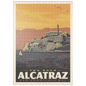 Darstellung des Puzzle Motivs Alcatraz Island, CA, Vintage Poster - Puzzleteile: 500