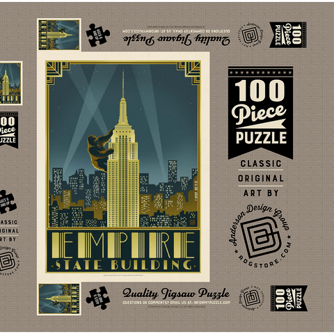 Darstellung des Puzzle Motivs New York City: Empire State Building, Vintage Poster New York City: Empire State Building, Vintage Poster 100 Puzzle Schachtel 3D Modell