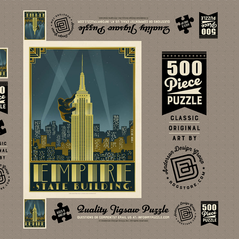 Darstellung des Puzzle Motivs New York City: Empire State Building, Vintage Poster New York City: Empire State Building, Vintage Poster 500 Puzzle Schachtel 3D Modell
