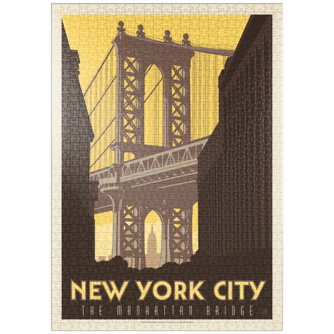 Darstellung des Puzzle Motivs New York City: Manhattan Bridge, Vintage Poster puzzleplate New York City: Manhattan Bridge, Vintage Poster 1000 Puzzle