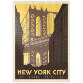 Darstellung des Puzzle Motivs New York City: Manhattan Bridge, Vintage Poster - Puzzleteile: 1000